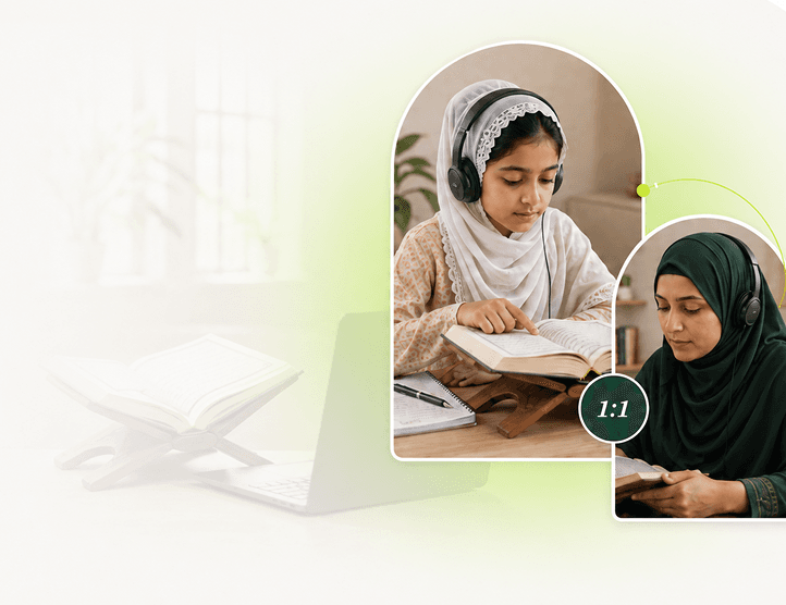 A student and teacher in a private one-to-one Quran class